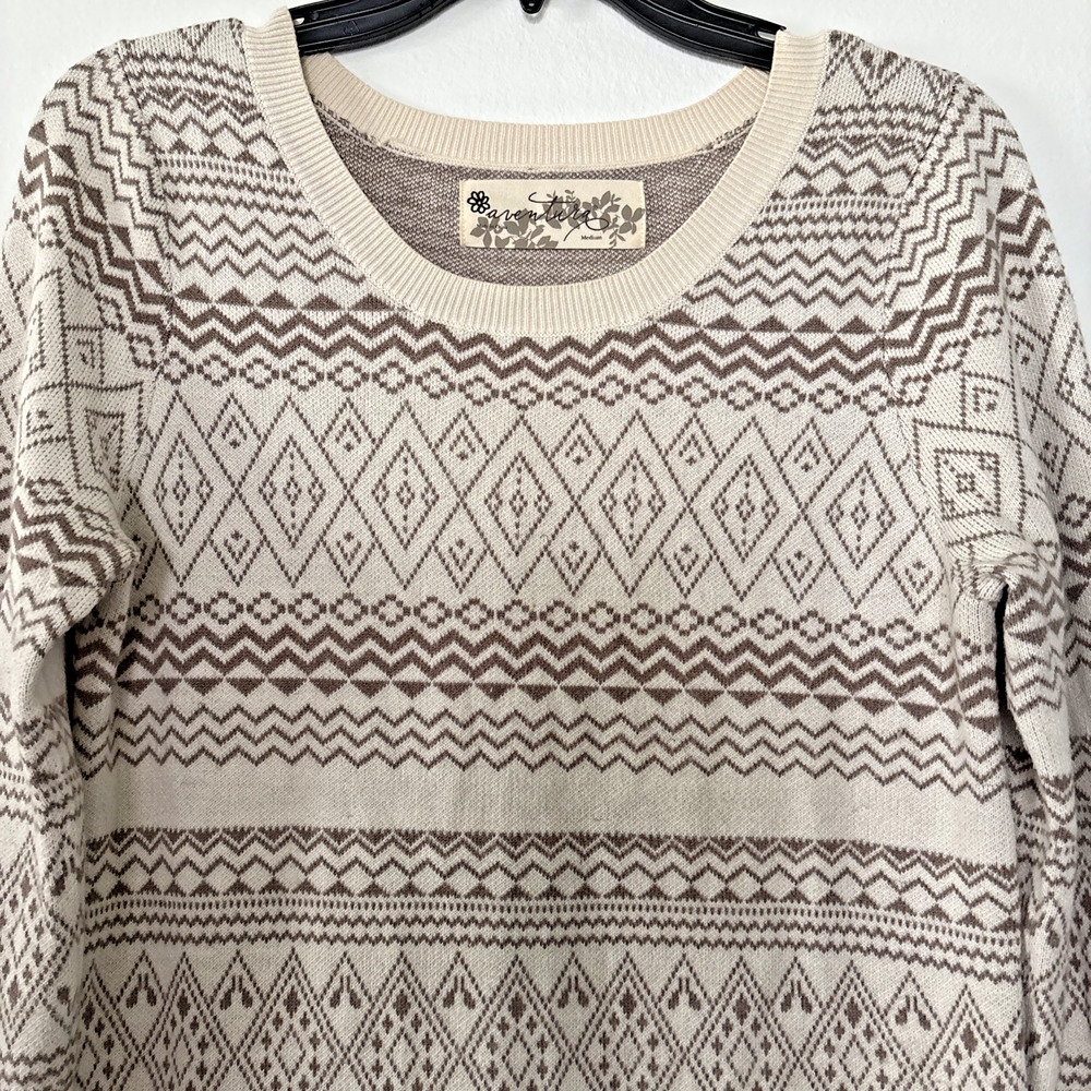 Free People Aventura Sweater Dress Womens M Long Sleeve Knit Diamond Argyle Soft - Picture 2 of 9